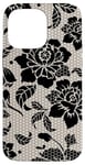 Coque pour iPhone 14 Pro Max Étui de téléphone esthétique pour iPhone avec mosaïque en dentelle noire