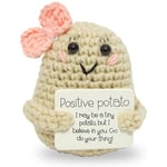 Mini rolig positiv potatis, mjuk ull stickad leksak 2 tum söt virkad docka med positivt kort Dekoration Uppmuntran Stöd (#Fjärilsknut-1st)