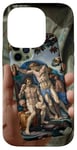 Coque pour iPhone 14 Pro Noir Art Déco Floral Michel-Ange Création Of Adam Sixtine