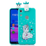 Rose-Otter Compatible pour Housse Coque Huawei Y6 Pro 2019 / Honor 8A Etui Silicone TPU Gel Ultra Fine Slim Antichoc Bumper Cover avec 3D Motif Licorne Unicorn + Bleu