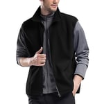 Homme Gilet en Laine Gilet Veste Sportswear Manteau léger Poche zippée sans Manches Golf randonnée Noir M