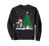 Funny Skunk Xmas Tree Lights Reindeer Hat Christmas Sweatshirt