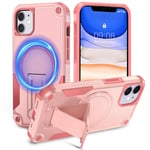 Tuvror Magnétique Coque pour iPhone 11 avec Support, [Compatible avec MagSafe] Support intégré, Protection Militaire, Coque de Téléphone Robuste Antichoc pour iPhone 11, Rose