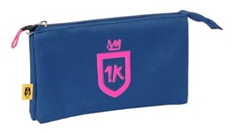 Safta Kings League 1K Trousse Triple pour Enfant, idéale pour Les Enfants d'âge Scolaire, Confortable et Polyvalente, qualité et résistance, 22 x 3 x 12 cm, Couleur Bleue, Bleu, Estándar, Décontracté