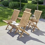 Lot de 4 chaises de jardin pliantes teck