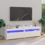 Jinlefu - The Living Store - Meubles tv 2 pcs avec lumières led Blanc brillant 75x35x40 cm - Blanc