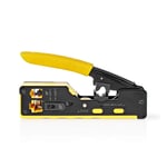 Crimp pliers | CAT5 / CAT5e / CAT6 / CAT6a / CAT7 / RJ12 / RJ45 | Skärande / Stripp / Tång | Gummi / Stål | Gul / Svart