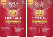 2 x Seven Seas Omega-3 Fish Oil & Turmeric Supplement 30 Capsules & 30 Tablets