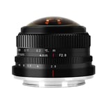 7Artisans 4 mm F2.8 Fisheye Ultra Wide Angle Lens APS-C Manuel Focus Prime Lens Compatible avec Canon EOS-M Mount Caméra sans Miroir pour Canon EOS-M1 EOS-M2 Eos-M3/M5/M6/M10/M50