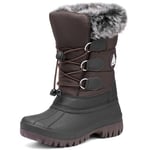 Mishansha Botte Neige Enfant Bottes Fille Hiver Imperméable Chaussure Neige Garçon Fourrées Chaudes Bottine de Neige Antidérapantes Boots Neige Marron Foncé,Gr.33