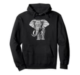 Elephant Black and White Ornate Men Women Kids Animal Gift Pullover Hoodie