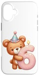 Coque pour iPhone 16 Plus Ours en peluche marron pour 6ème anniversaire