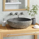 Lavabo en pierre de rivière Ovale 29-38 cm - Taupe - The Living Store