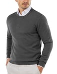 COOFANDY Pull à col rond pour homme - Tricot fin - Pull d'hiver pour homme, gris foncé, M