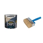 RONSEAL ULTIMATE DECKING PAINT DEEP BLUE 2.5L & Silverline 394974 Block Brush, Blue, Silver, Beige, 115 mm / 4-1/2"