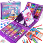 HappyGoLucky Cadeau Fille 3 4 5 6 7 8 9 10 ans, Sirène Malette Dessin Enfant Crayon de couleurs Palette Aquarelle Sirène Jouet Fille 3-10 ans Coloriage Enfant Cadeau Anniversaire Fille Crayons de Cire