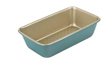 Prestige x Nadiya 2lb Loaf Tin - Non Stick Loaf Tins For Baking 23cm x 13cm, Dishwasher Safe Steel Bakeware, Teal & Gold Loaf Pan, 9"