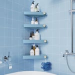 Sotfamily 4 pièces Plastique Etagere Douche sans Percage, Rangement et Organisation de la Salle de Bain, Porte Savon Douche, Etagere Salle de Bain, Comprend 12 Autocollants Adhésifs, Bleu Ciel