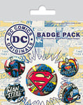 Superman DC Comics, Originals, 1 x 38 mm & 4 x 25 mm Badges Pack of 15 x 10 cm