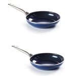 Blue Diamond 20/24cm Frying Pans Set Ceramic Non-Stick Oven Safe (Open Box)