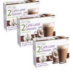 6 x Latte Glasses 240 ml Hot Tea Coffee Mugs Cups Tassimo Gusto Nespresso Bosch