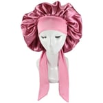 Silk Bonnet Naturligt lockigt hår Sova Satin Bonnet- Perfet dark pink