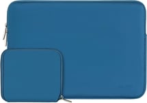 Housse Compatible Avec Macbook Air/Pro, 13-13,3 Pouces Notebook, Compatible Avec Macbook Pro 14 M3 M2 M1 Pro Max 2024-2021, Laptop Sleeve Néoprène Sac Avec Petite Pochette, Lac Bleu