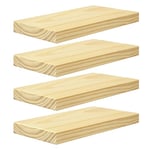 eSituro Étagère Murale, Lot de 4,Étagère Flottante, Tablette Murale, Décoration Murale, Étagère Rangement en Bois Massif, Support Invisible, 40x19x3,5cm