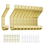 susswiff Gold Wall Hooks for Hanging: 10KG Metal Sturdy Hook with Screw, Individual Hangers for Coat, Clothes, Towel, for Bathroom Door, 10cm