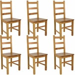 Altobuy - orta - Lot de 6 Chaises Teinté Chêne et Assises en Bois