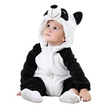 COOKY.D Bébé Filles Garçons Capuche Grenouillères Doux Flanelle Hiver Dessin Animé Pyjama de Combinaison pour 12-18 Mois, Panda