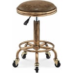 Tabouret Bar Vintage, Tabouret roulettes, 360° Tabouret Bar Pivotant, Tabouret Bar Reglable en Hauteur 50-64cm, Tabouret Coiffure Tabouret Atelier