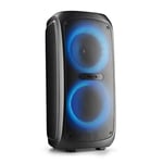 NGS Wild Temper – Enceinte Portable Bluetooth, 200W, TWS, lumières LED RGB, USB/AUX, Double entrée Microphone, Batterie Rechargeable de 7.4V/4400mAh, autonomie 5 Heures, Design Compact et résistant