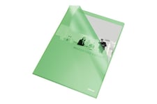 Esselte Standard Plus - L-formet mappe - for A4 - kapacitet: 40 ark - gennemsigtig grøn (pakke med 100)
