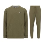 Nike Mens Sportswear Optic Crew Neck Tracksuit in Olive Cotton - Size Small