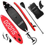 Triclicks Inflatable Stand Up Paddle Board SUP Board Set Stand Up Paddling Board Surfboard with Complete Accessories, Paddle, Hand Pump, Leash, Finner, Backpack, 300 x 76 x 15 cm (06R), Red