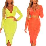 Two Piece Set Summer Dresses Women Long Yellow S