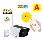 Camera de surveillance exterieure solaire 2MP WiFi 2.4GHZ Cloud 1080P Dispositif de securite etanche IP66 Alarme de mouvement pir et Audio