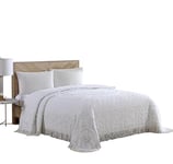 Beatrice Home Fashions Medallion Chenille Bedspread, Queen, White