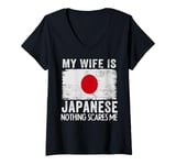 Womens My Wife Is Japanese Nothing Scares Me Husband V-Neck T-Shirt