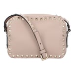 Valentino Garavani Womens Rockstud Crossbody Bag - Beige Calfskin - One Size