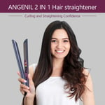 ANGENIL Titanium Flat Iron 1 tuuman, hiusten suoristus ja kiharrin 2 in 1 säädettävällä lämpötilalla kaikille hiustyypeille, antistaattinen, kaksoisjännitteinen matkakoko silikoninkestävällä mattopussilla, lahjat naisille -BlueModel-HY-068A