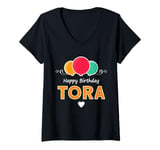 Womens Happy Birthday saying Tora V-Neck T-Shirt