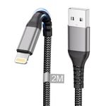 Câble Iphone 2m [Certifié Apple Mfi], Câble Chargeur Iphone 2m Nylon Câble Lightning Usb Cordon Iphone Fil Chargeur Iphone Charge Rapide Pour Iphone 14/13/12/11 Pro Max/Mini/Xs/Xr/8/7/6 Plus/5/Se,Ipa