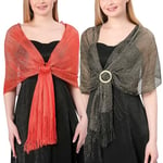 FEOYA Chale Femme Mariage à Franges Wrap Écharpe Foulard Scintillants 2 Pièces pour Robe De Soirée Mariage Mariée Cérémonie B8