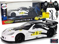 Leantoys Sports Car Racing R/C 1:18 Corvette C6.R Hvite 2,4 G Lys