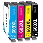 4-Pack 603XL 603 High Yield Ink Cartridge Multipack Compatible for Epson 603 XL Ink for Expression Home XP-3100 XP-4100 XP-2100 XP-2105 XP-3105 Workforce WF-2810 WF-2830 WF-2835 Printer