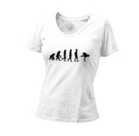 T-Shirt Femme Col V Evolution Yoga Meditation Bien Etre Inde