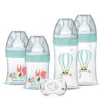 DODIE Lot de 4 biberons naissance Tétine Plate Anti-Colique (2x150mL et 2x270mL), + une sucette naissance