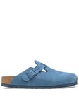 Birkenstock Boston Suede Wider Fit Clogs - Elemental Blue